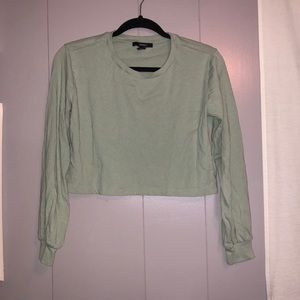 Long Sleeve Green Crop Top | Forever 21